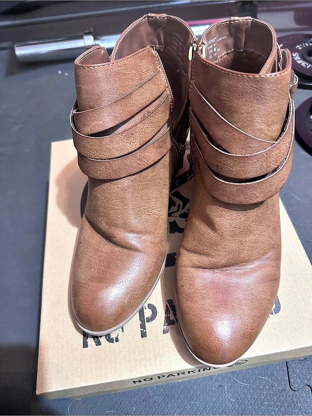 No Parking Laurene Brown Wrap Strap Ankle Boots US 9